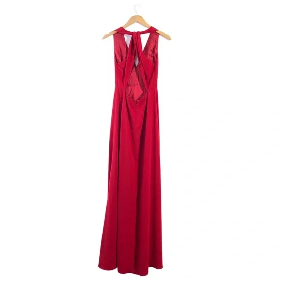 Jill Stuart V-Neck Red Halter Gown with Keyhole Back Size 2 - Picture 2 of 8